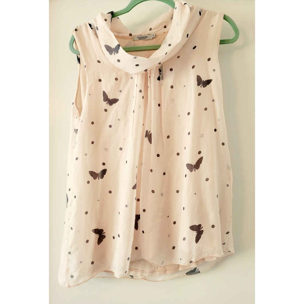 TENDENZE medium flowy pink butterfly blouse